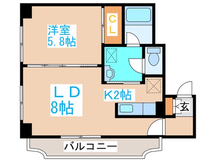 ぴあ羊ヶ丘(1LDK/2階)の間取り写真