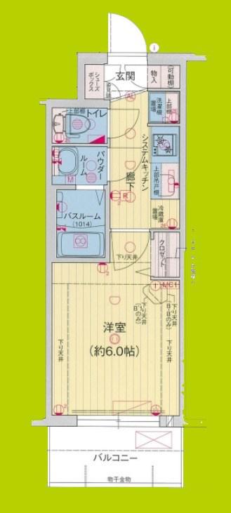 プレサンスドームシティ(1K/7階)の間取り写真