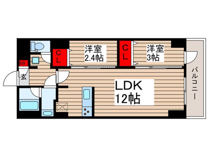 ドゥーエ曳舟(2LDK/1階)の間取り写真