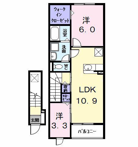 グラン ブレス(2LDK/2階)の間取り写真