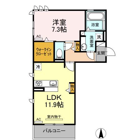 エスポワールII(1LDK/2階)の間取り写真