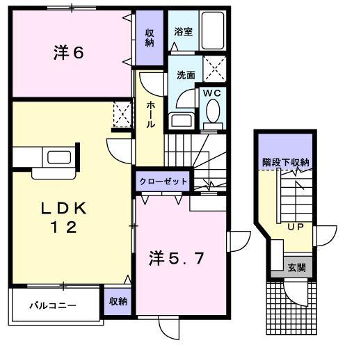 レフィナード(2LDK/2階)の間取り写真