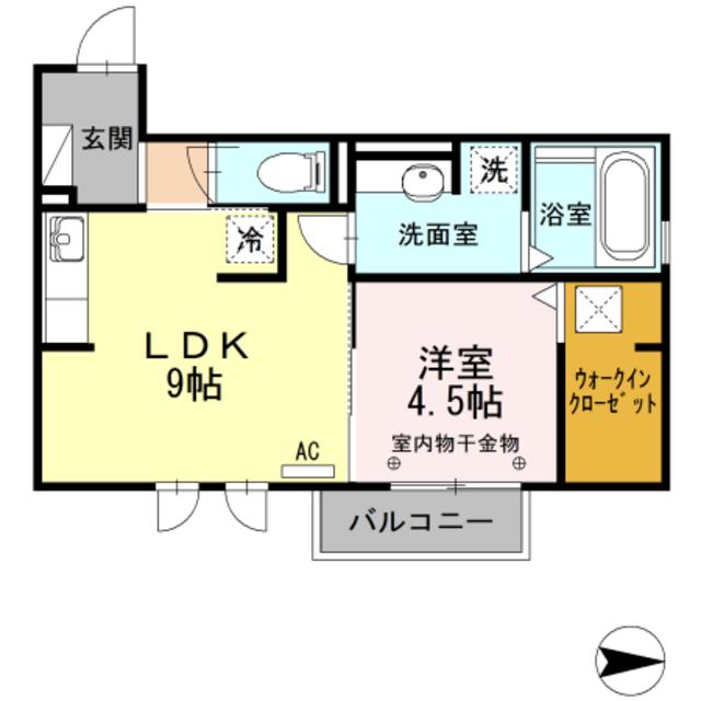 サンライフ A棟(1LDK/1階)の間取り写真