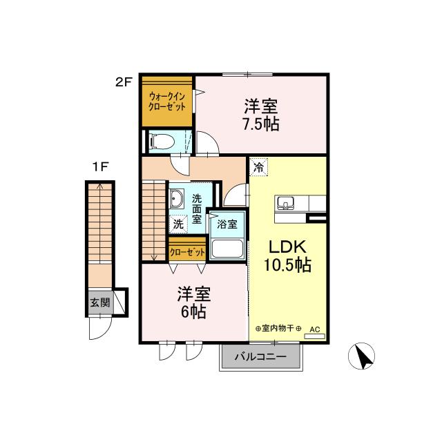D-ROOM ST.FIELD(2LDK/2階)の間取り写真