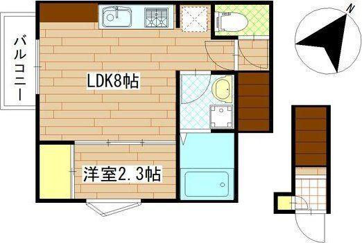 LIBRA COURT東仙台(1LDK/2階)の間取り写真