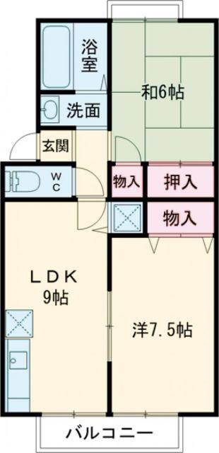 ベルパークK(2LDK/1階)の間取り写真