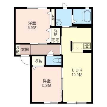 ブランB(2LDK/2階)の間取り写真