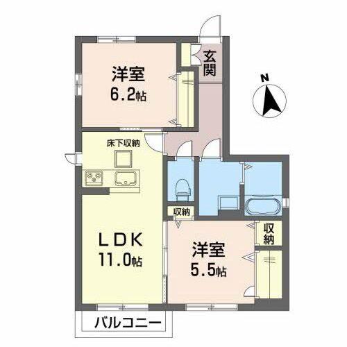 コーナス 南材II(2LDK/1階)の間取り写真