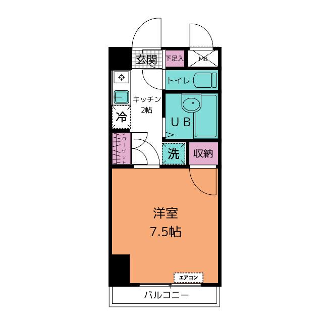 リシェール町田(1K/6階)の間取り写真