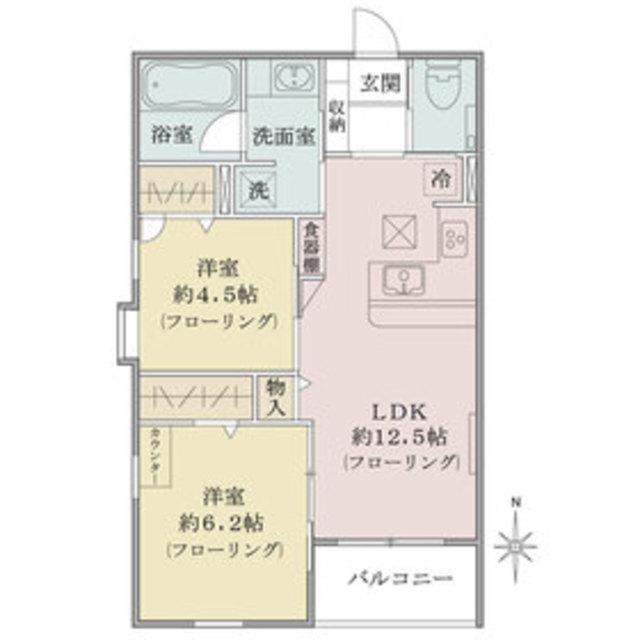 ウッドヴィラ西馬込(2LDK/2階)の間取り写真
