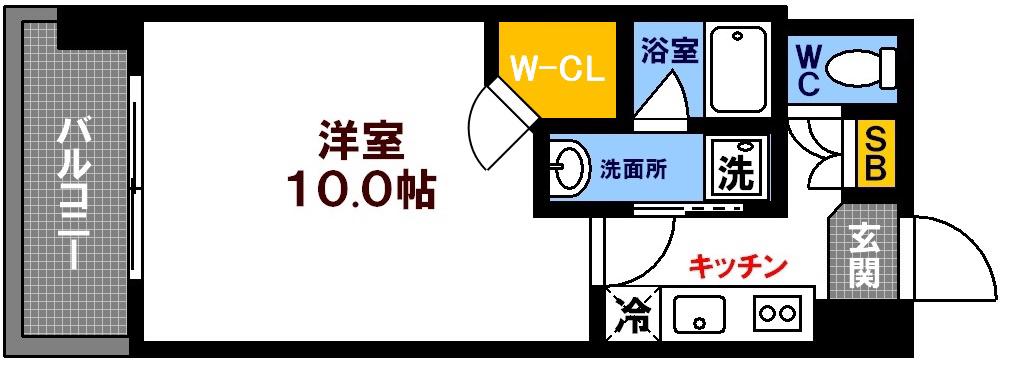 エイトバレー広島駅前スタジアムサイド(1K/3階)の間取り写真