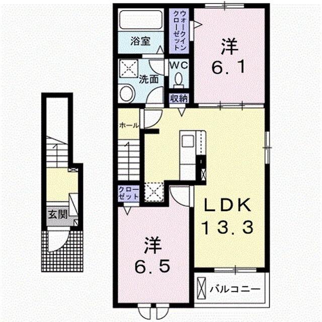 リバースリゾート スカイ(2LDK/2階)の間取り写真
