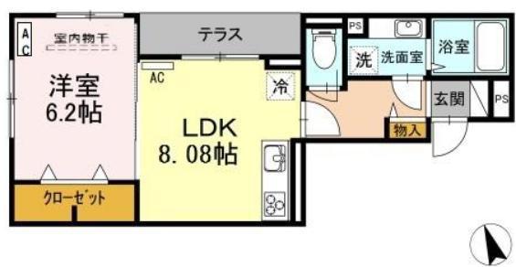AKARENGA浅草(1LDK/1階)の間取り写真