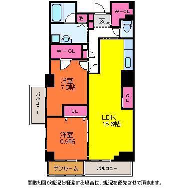 パルステージ関屋(2LDK/5階)の間取り写真
