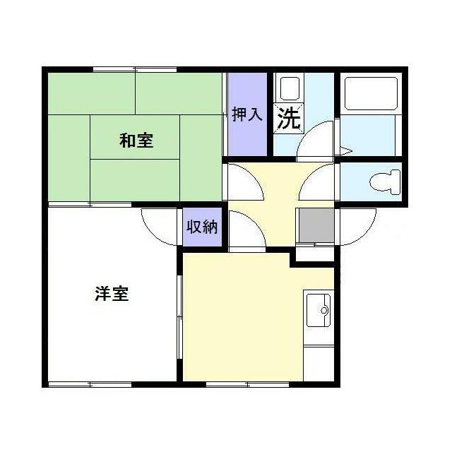 ジュネス(2DK/1階)の間取り写真