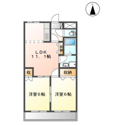 サンハイムMIHAMA(2LDK/2階)の間取り写真