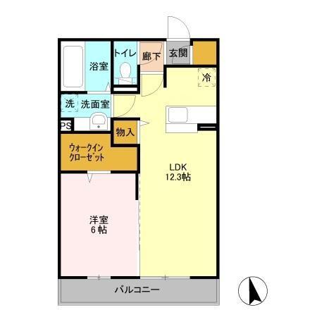 ディアマント A(1LDK/3階)の間取り写真