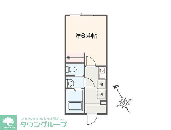 MELLAS市川(1K/1階)の間取り写真