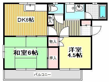 コンフォートハウス(2DK/4階)の間取り写真