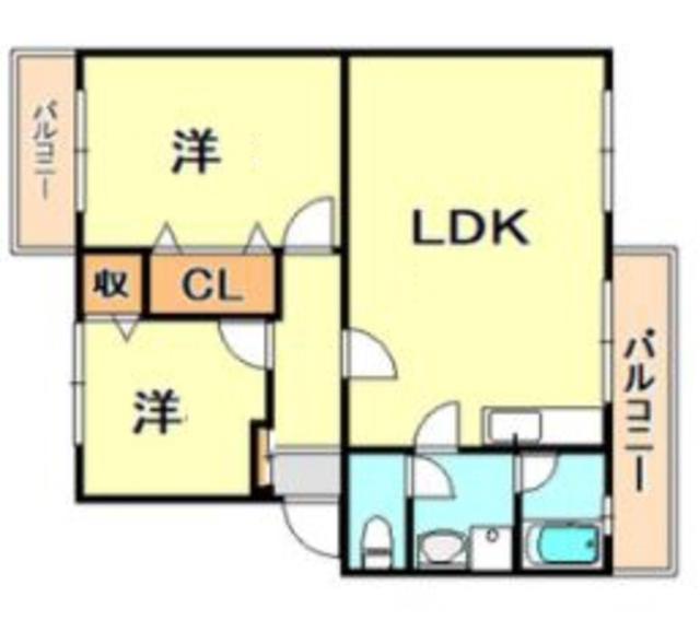 白川台藤ハイツ(2LDK/4階)の間取り写真