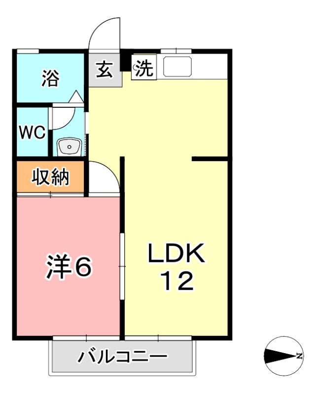 サンライフ中庄I(1LDK/2階)の間取り写真