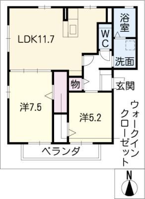 ＪＲ東海道本線 刈谷駅 徒歩25分 3階建 築17年(2LDK/2階)の間取り写真