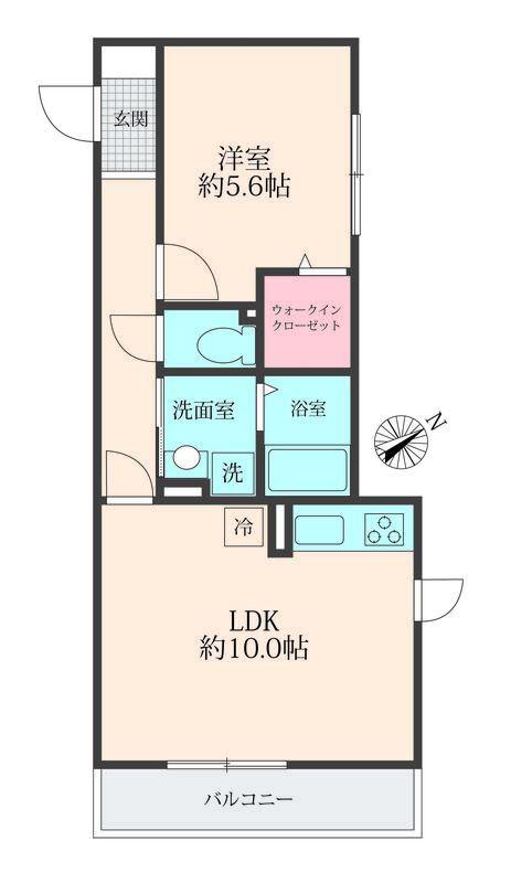ドルフ安藤橋V(1LDK/2階)の間取り写真