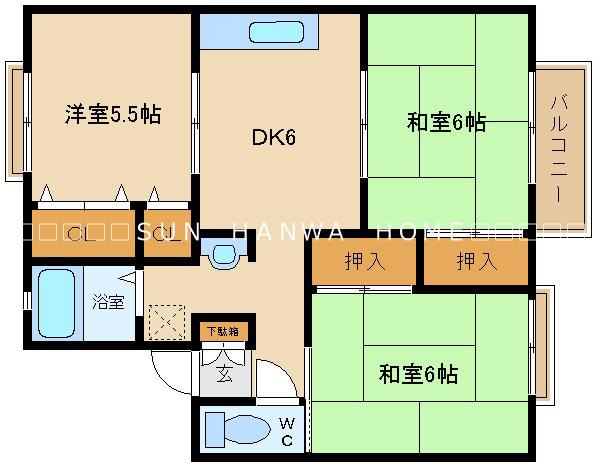 メゾンミュール(3DK/2階)の間取り写真