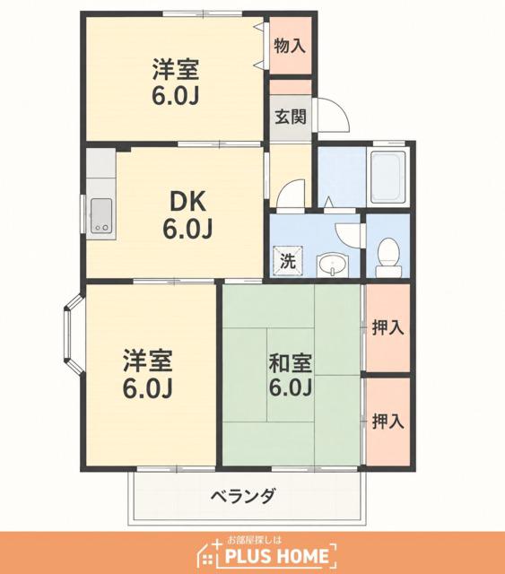 ヤマイチプラザセジュール弐番館 A棟(3DK/2階)の間取り写真