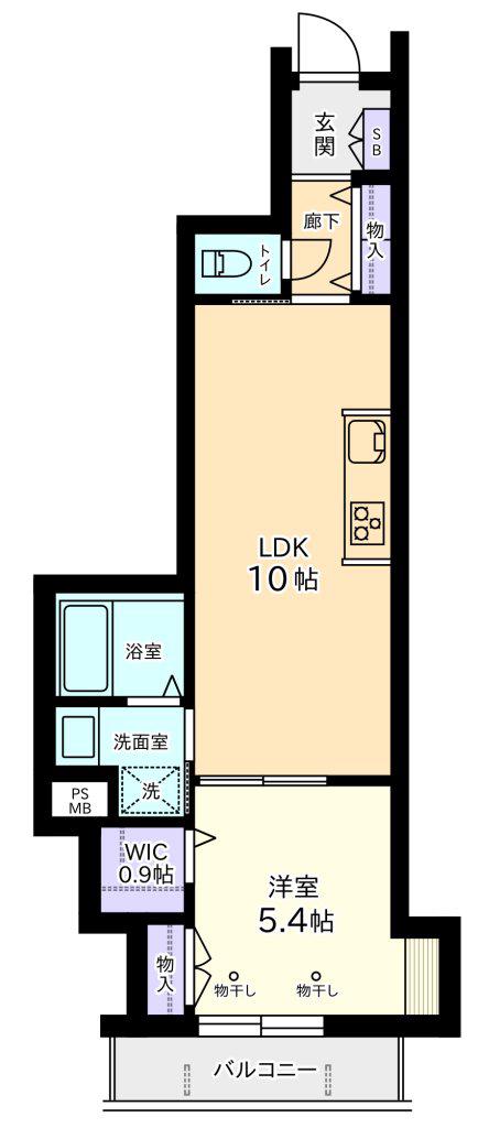 シャイン調布(1LDK/3階)の間取り写真