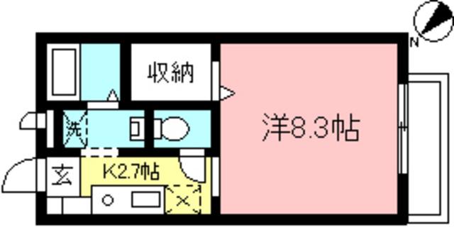 シュプリーム22(1K/2階)の間取り写真