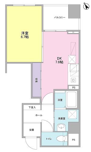 フェイム両替町(1DK/6階)の間取り写真