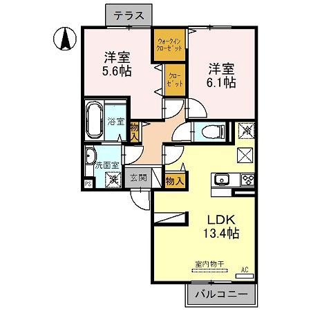 ノースERN RANCH(2LDK/1階)の間取り写真
