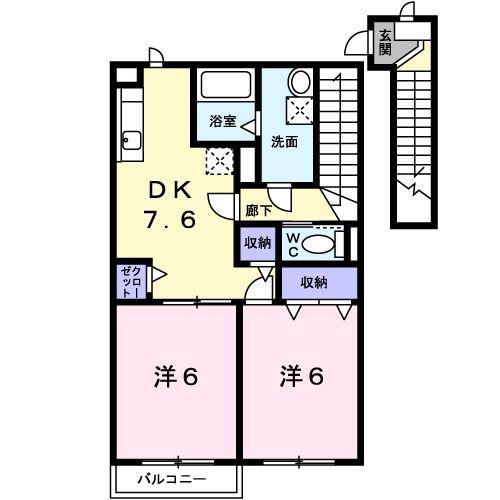 グレースKII(2DK/2階)の間取り写真