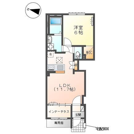 西城南アパート(1LDK/1階)の間取り写真