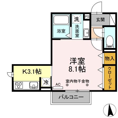 メゾンときVI(1K/2階)の間取り写真