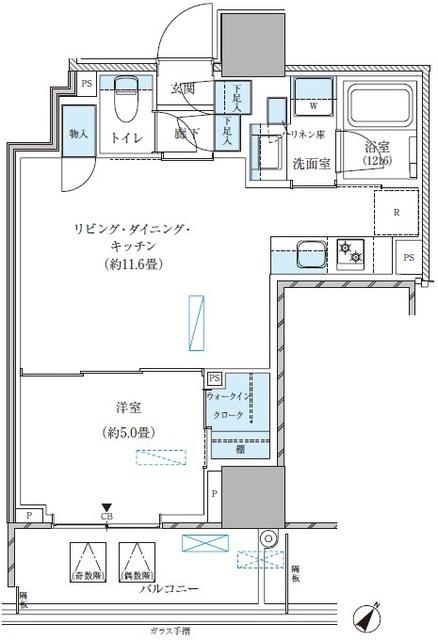 パークアクシス五反田スカイタワー(1LDK/3階)の間取り写真