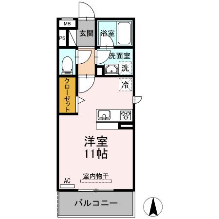 サザンクロス(ワンルーム/1階)の間取り写真