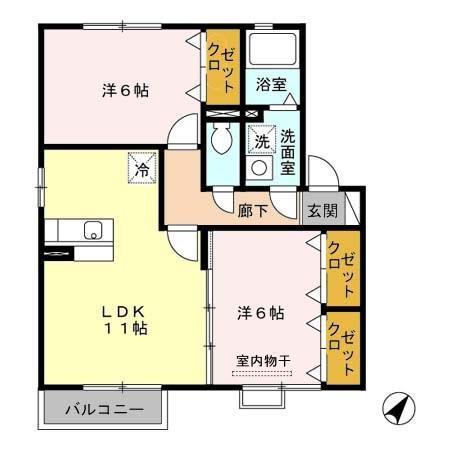 メゾン宮田 C棟(2LDK/2階)の間取り写真