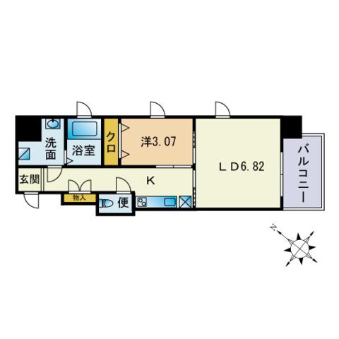 アガスティーア薬院(1LDK/10階)の間取り写真