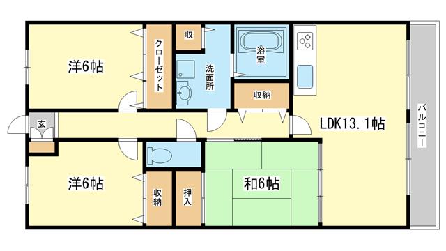 グランベール蒲田(3LDK/1階)の間取り写真