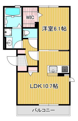 OTT S HIRO III B棟(1LDK/2階)の間取り写真