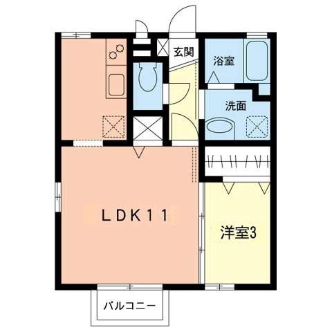 ウエスト・ベルグ鎌倉C(1LDK/2階)の間取り写真