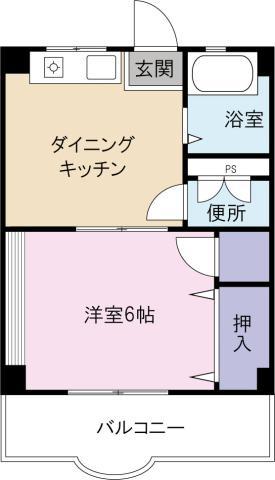 ヴィラージュ末広(1DK/3階)の間取り写真