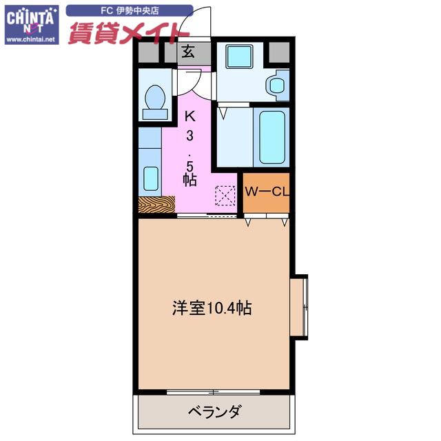 メゾンブローニュ一之木(1K/5階)の間取り写真