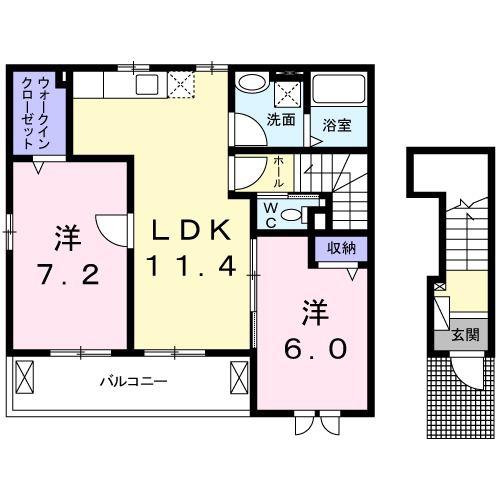 モンテマーレ(2LDK/2階)の間取り写真