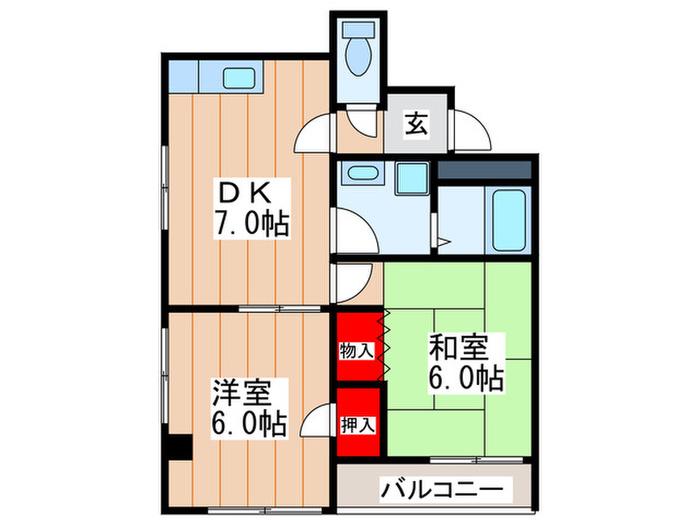 グレーシイコンドウ(2DK/3階)の間取り写真