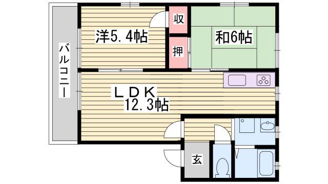 フレグランス東保(2LDK/1階)の間取り写真