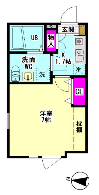 グランレイム糀谷(1K/2階)の間取り写真