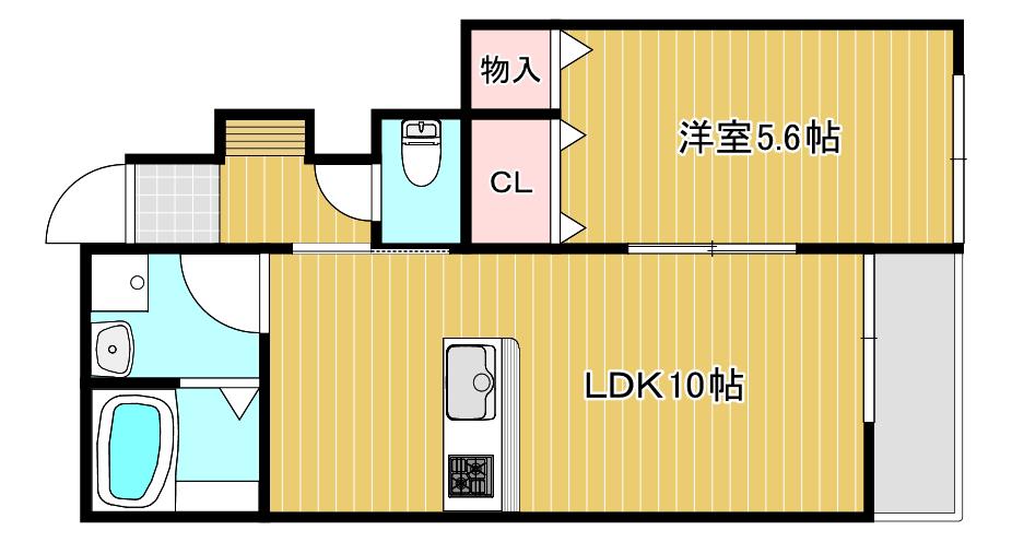 アイタウン庭瀬A棟(1LDK/1階)の間取り写真